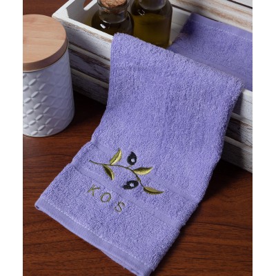 Πετσέτα προσώπου (50cm x 100cm) λιλά με κλαδί ΚΩΣ