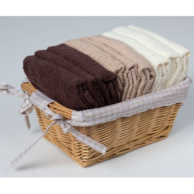 Σετ λαβέτες σε καλάθι 9 τεμάχια (30cm x 30cm) καφέ