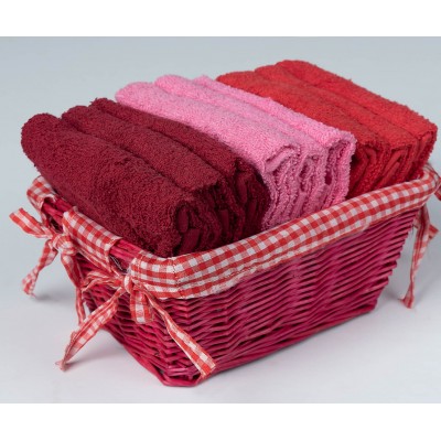 Σετ λαβέτες σε καλάθι 9 τεμάχια (30cm x 30cm) κόκκινες