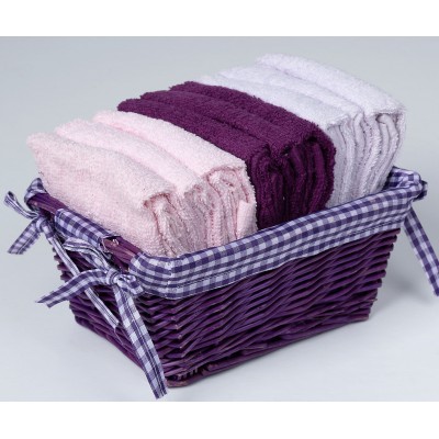 Σετ λαβέτες σε καλάθι 9 τεμάχια (30cm x 30cm) μώβ