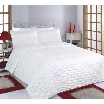 ΚΟΥΒΕΡΛΙ σετ (220cm x 240cm + 2 x 50cm x 70cm) RUBY  MICROSATIN ivory