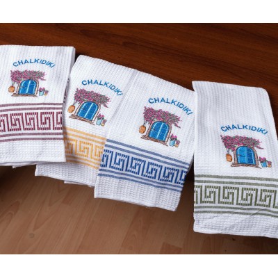 Σετ 12 τεμαχίων ποτηρόπανα (45cm x 65cm) ποδήλατο CHALKIDIKI
