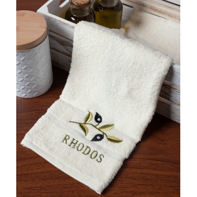 Πετσέτα Προσώπου ( 50cm x 100cm ) Ivory με Κλαδί ΡΟΔΟΣ