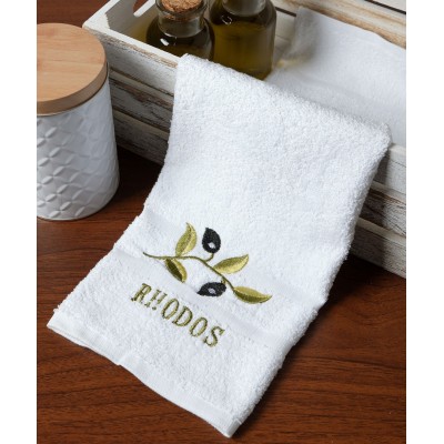 Πετσέτα Προσώπου ( 50cm x 100cm ) Λευκό με κλαδί ΡΟΔΟΣ