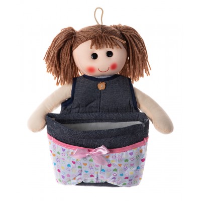 Κούκλα Sylvia με θήκη (30cm x 20cm) jean λευκή