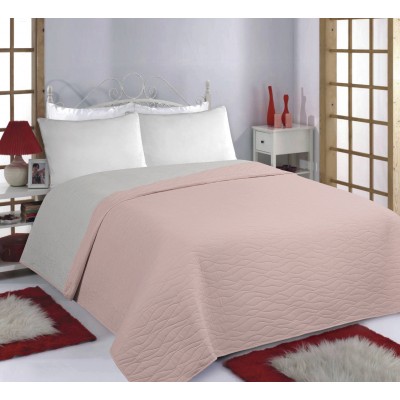 ΚΟΥΒΕΡΛΙ σετ (170cm x 220cm) WAVES pink/grey