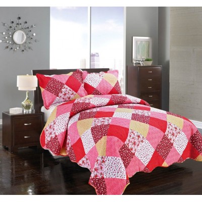 ΚΟΥΒΕΡΛΙ σετ (220cm x 240cm + 2 x 50cm x 70cm) ΚΟΚΚΙΝΟ ΚΑΡΡΩ