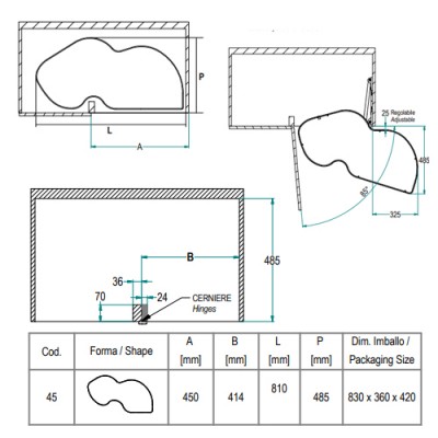 Μηχανισμός κουζίνας για τυφλό ντουλάπι φασόλι Inoxa Combis 846BE για Πόρτα 45εκ Ανθρακί