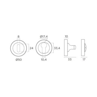 Ροζέτα με κλείστρο ασφαλείας Convex 245 σε Ματ Όρο-Όρο