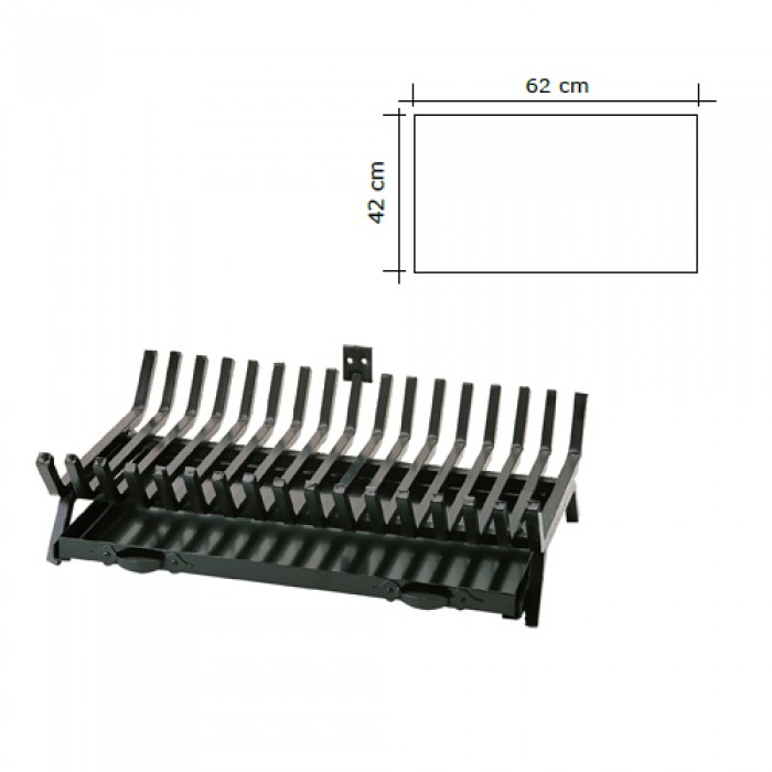 Σχάρα Ζωγομετάλ 651 σε Μαύρο Χωρίς Σταχτοθήκη 62 x 42 cm