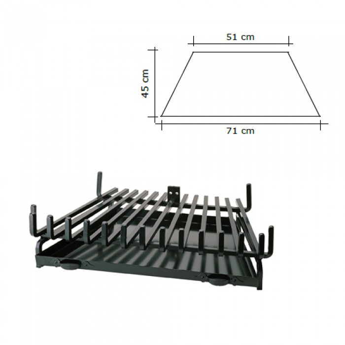 Σχάρα Ζωγομετάλ 655 σε Μαύρο με Σταχτοθήκη 71 x 45 x 51cm