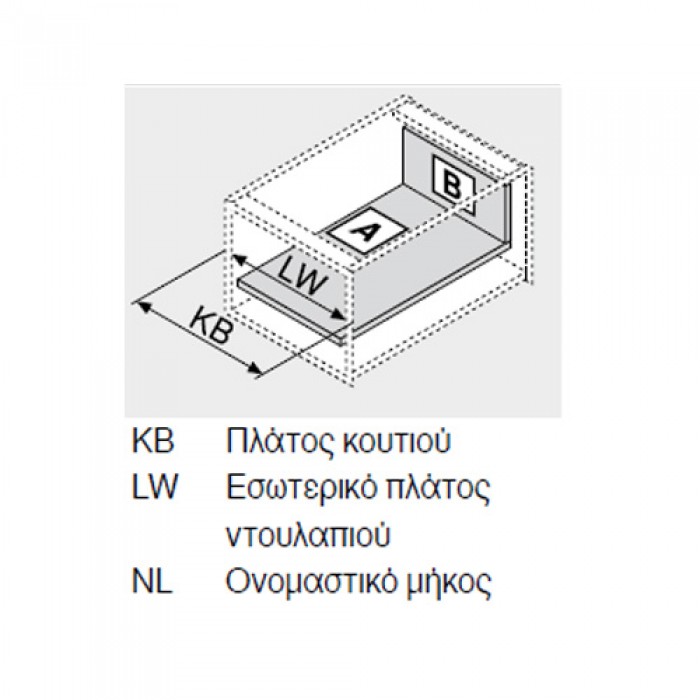 Μεταλλικά Πλαϊνά συρταριού BLUM LEGRABOX -N- με ύψος 8cm και Βάθος 50cm σε χρώμα Ανθρακί