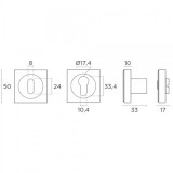 Ροζέτα Convex Μεσόπορτας 735 σε Ματ Νίκελ-Χρώμιο
