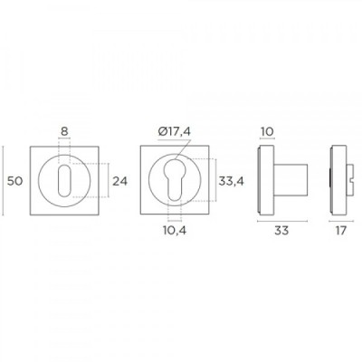 Ροζέτα Convex Μεσόπορτας 735 σε Ματ Νίκελ-Χρώμιο