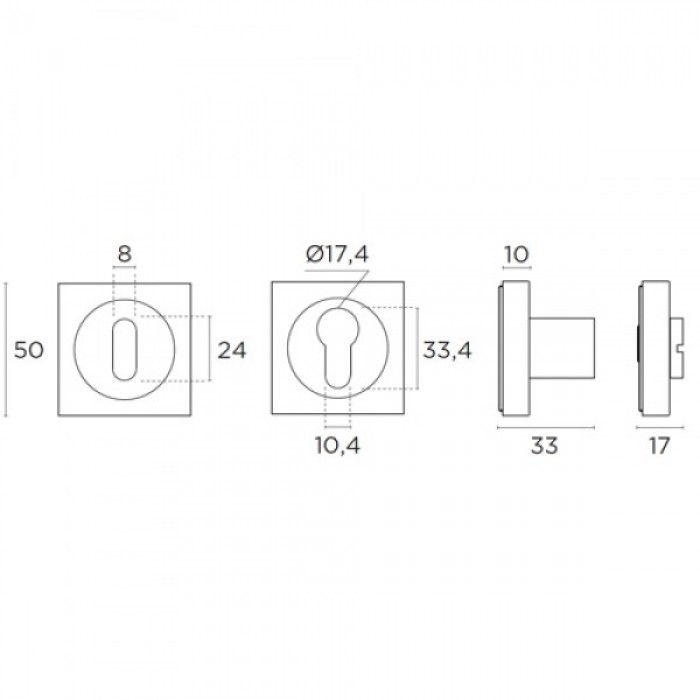 Ροζέτα Convex Μεσόπορτας 735 σε Ματ Νίκελ-Χρώμιο