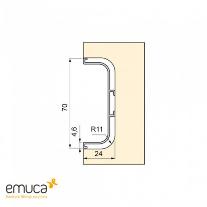 Μεσαίο Προφίλ (U) Gola Emuca 8900112 Λευκό Βέργα Μήκους 3.90m