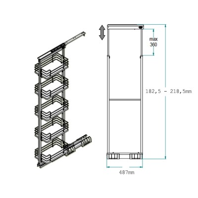 Τροφοθήκη κολώνα με φρένο για κουτί 40cm με 5 καλάθια και ύψος από 182,5 έως 218,5  852A INOXA