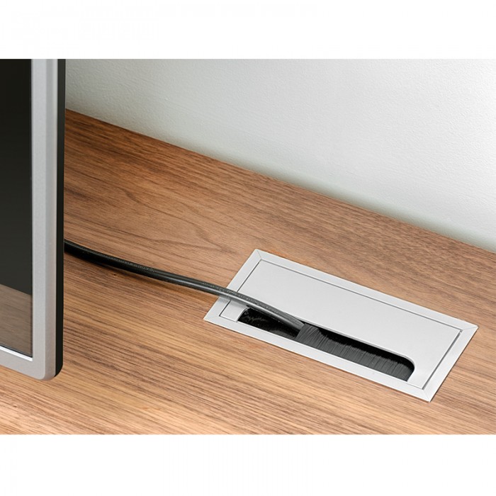 Τάπα Καλωδίων Ορθογώνια Αλουμινίου Emuca 5012462 26,9cm x 8cm με Βουρτσάκι