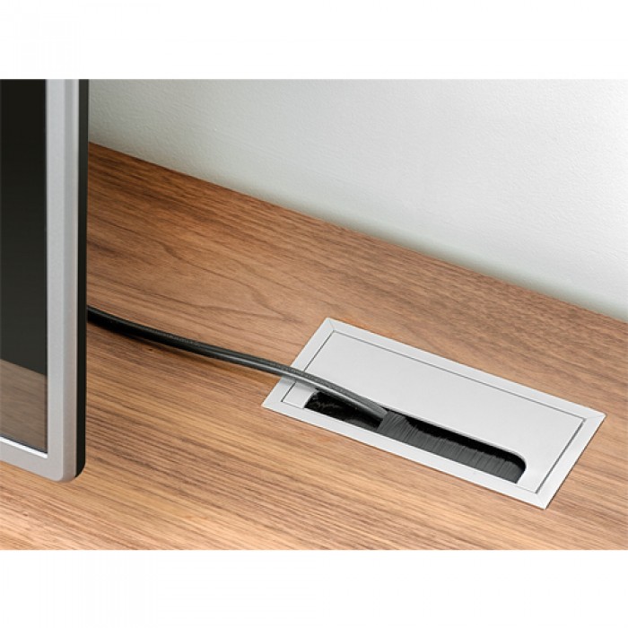 Τάπα Καλωδίων Ορθογώνια Αλουμινίου Emuca 5010062 15,8cm x 8cm με Βουρτσάκι