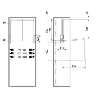 Ασανσέρ Ντουλάπας Servetto 2004 Μαύρο Μήκος 77-120cm