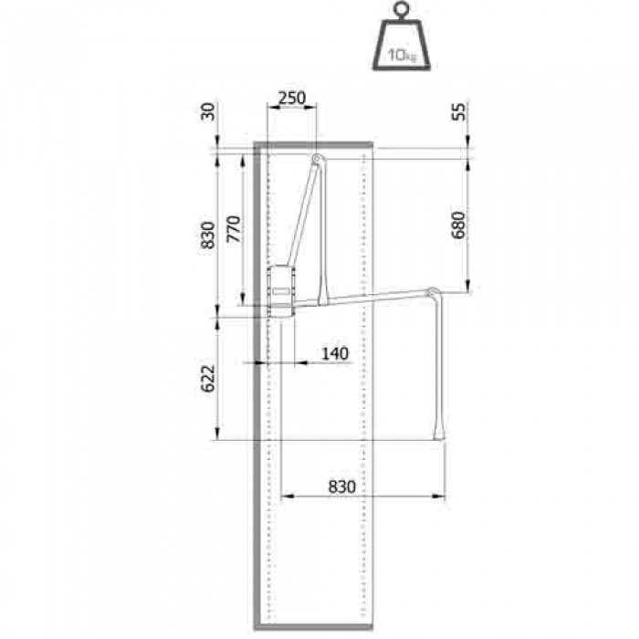 Ασανσέρ Ντουλάπας Servetto 2004 Μαύρο Μήκος 77-120cm
