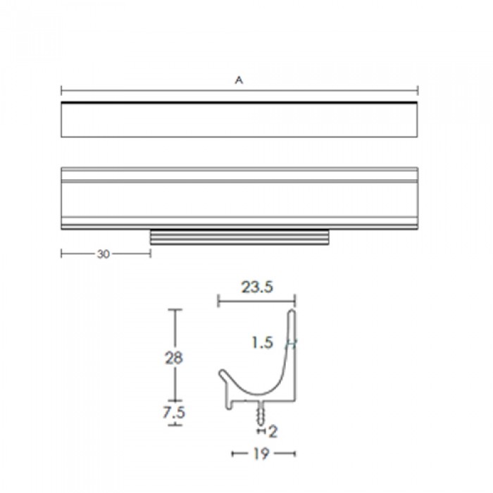 Λαβή επίπλου Χωνευτή Varial 1000 Ματ Μαύρο