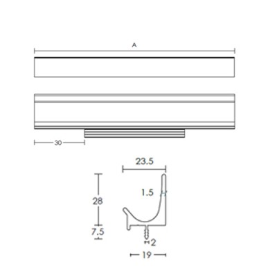 Λαβή επίπλου Χωνευτή Varial 1000 Αλουμίνιο