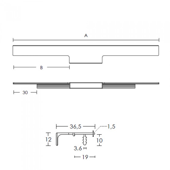 Λαβή επίπλου Χωνευτή Varial 1004 Ματ Μαύρο