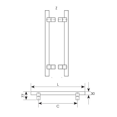 Λαβή εξώπορτας σειρά 357  Νίκελ Ματ/Inox (Σε 2 διαστάσεις)