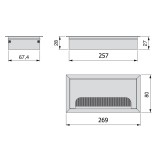 Τάπα Καλωδίων Ορθογώνια Αλουμινίου Emuca 5012462 26,9cm x 8cm με Βουρτσάκι