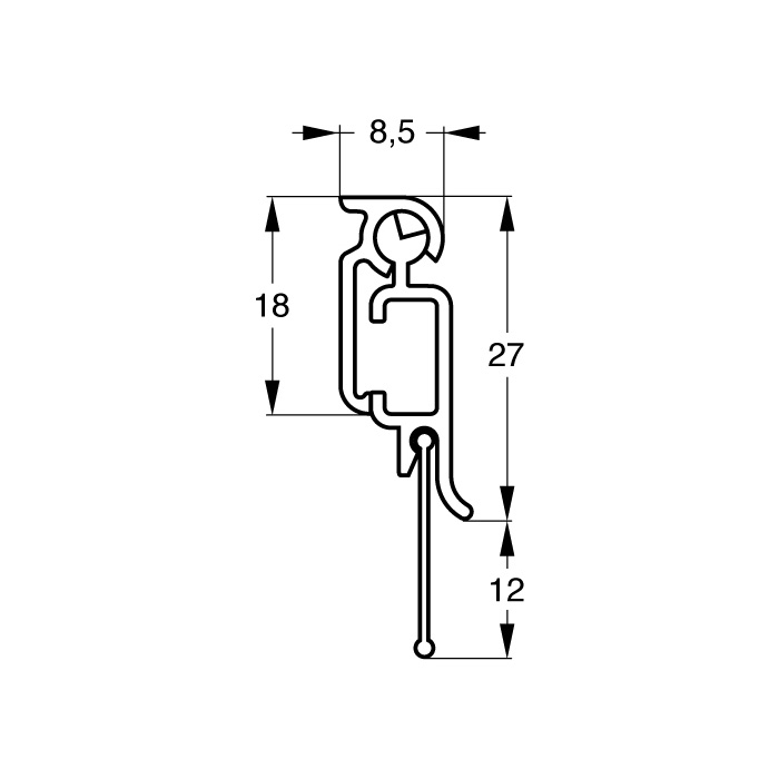 Αυτόματος αεροφράκτης / αεροστόπ με λάστιχο στεγάνωσης για ανοιγόμενες πόρτες 1.03 cm Mida Mobil καφέ χρώμα