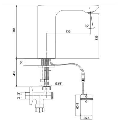 Μπαταρία νιπτήρος με φωτοκύτταρο Serel E.C.A 509-108108037-100