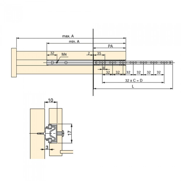 Οδηγός Ξύλινου Συρταριού Κινησιάς Mini 37cm