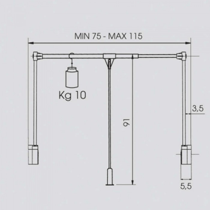 Ασανσέρ Ντουλάπας AMBOS LIFT 500 σε Γκρι Μήκος 75-115cm