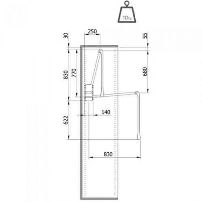 Ασανσέρ Ντουλάπας Servetto 2004 Λευκό Μήκος 77-120cm
