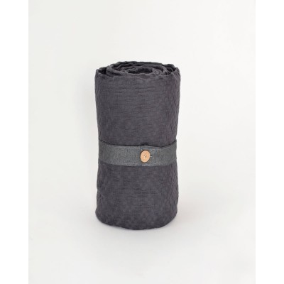 3D Βαμβακερή Πετροπλυμένη Ζακάρ Βρεφική Κουβέρτα με Σχέδιο Aztec Tourmali σε 2 Αποχρώσεις Λίκνου | 87x134cm Ανθρακί