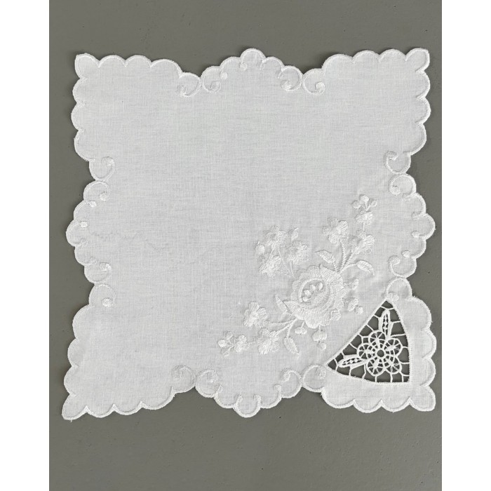 Βαμβακερό Πετσετάκι Γλυκού με Ανεβατό Κέντημα & Γλώσσες Vento 30x30cm 30x30cm Άσπρο