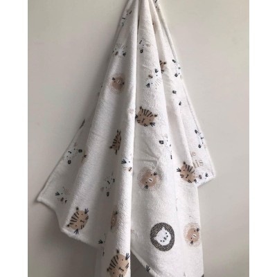 Βαμβακερή Παιδική Πετσέτα Θαλάσσης Wild Animals 70x150cm Θαλάσσης | 70x150cm Μπεζ