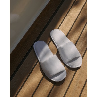 Ανοιχτές Βελουτέ Παντόφλες με Σκληρό Αντιολισθητικό Πάτο σε Πουγκί Zane2 One Size Άσπρο