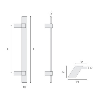 Λαβή εξώπορτας αλουμινίου σειρά 3091 Μαύρο (Σε 5 διαστάσεις)