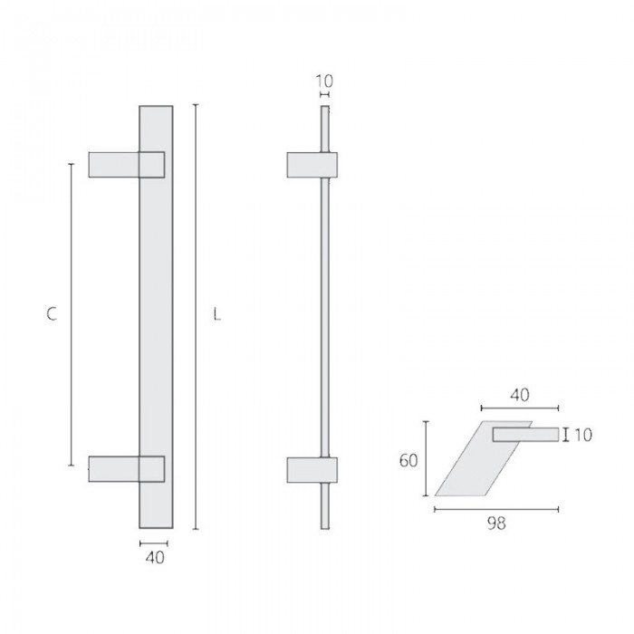 Λαβή εξώπορτας αλουμινίου σειρά 3091 Μαύρο (Σε 5 διαστάσεις)