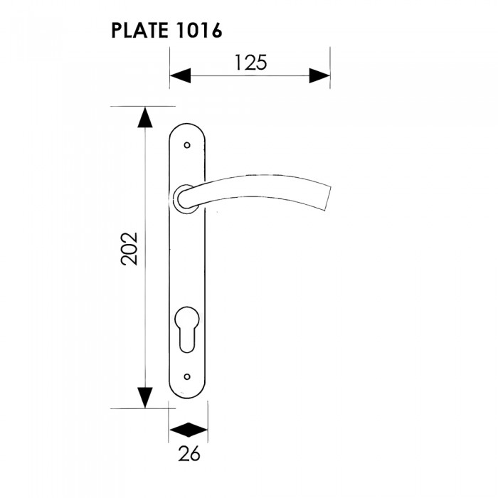 Πόμολο Αλουμινόπορτας με στενή πλακά 25mm (1τεμάχιο) Ζωγομετάλ σειρά 0306 Νίκελ ματ