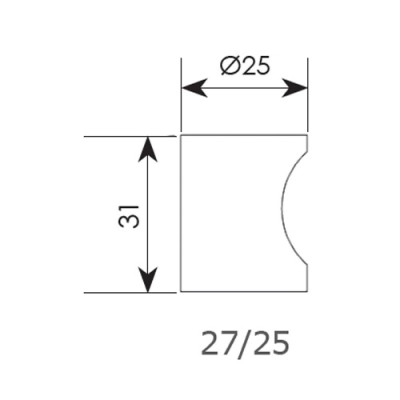 Πόμολο Επίπλων (1τεμάχιο) Σειρά 27 Ζογομετάλ Μαύρο χρώμα 25 x 31mm