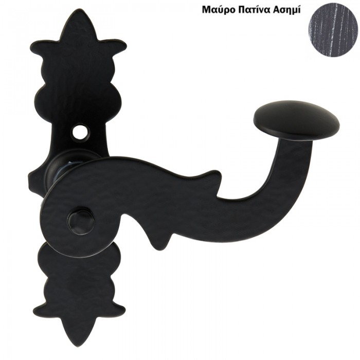Πόμολο παραθύρου με χειρολαβή 143 Μαύρο πατίνα ασημί