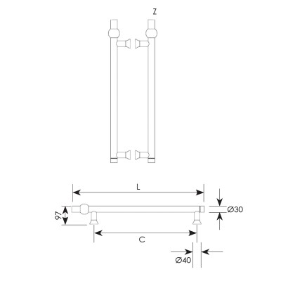 Λαβή εξώπορτας σειρά 182 Νίκελ ματ / Χρώμιο (Σε 2 διαστάσεις)