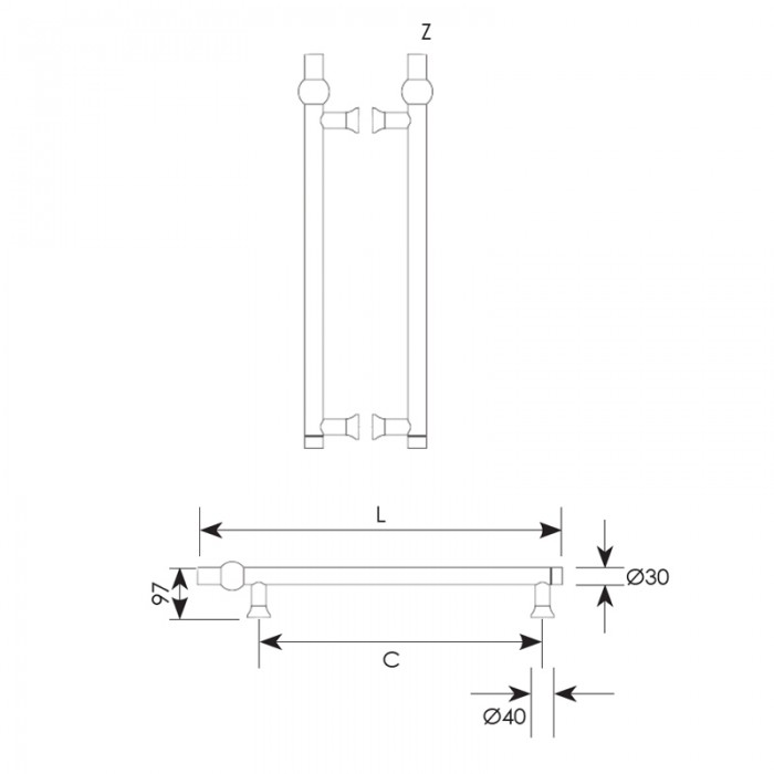 Λαβή εξώπορτας σειρά 182 Νίκελ ματ / Χρώμιο (Σε 2 διαστάσεις)