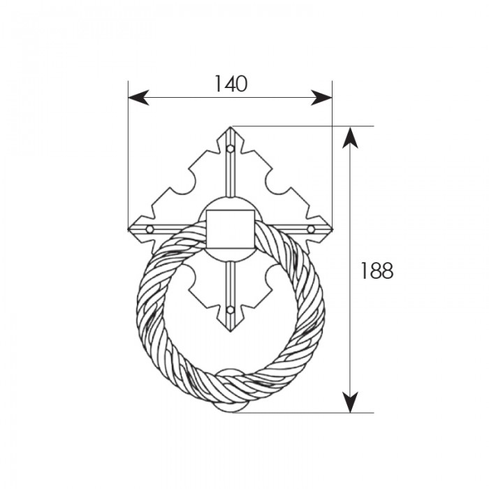 Ρόπτρα πόρτας ρουστίκ σειρά 207 σε Μαύρο χρώμα