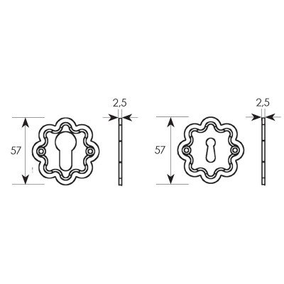 Επιστόμιο πόρτας ρουστίκ σειρά 279/1 Μαύρο πατίνα ασημί