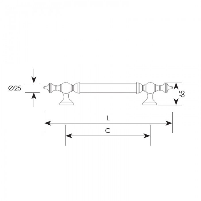 Λαβή εξώπορτας σειρά 298 Μπρονζέ (Σε 2 διαστάσεις)