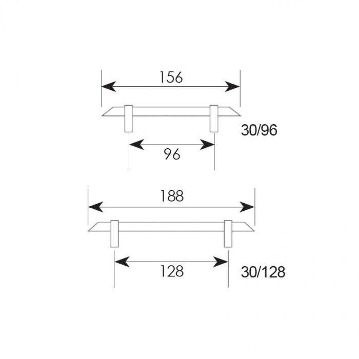 Λαβές επίπλων σειρά 30 Όρο ματ / Όρο
